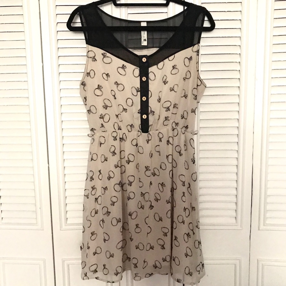Pink Owl Diamond Ring Print Dress